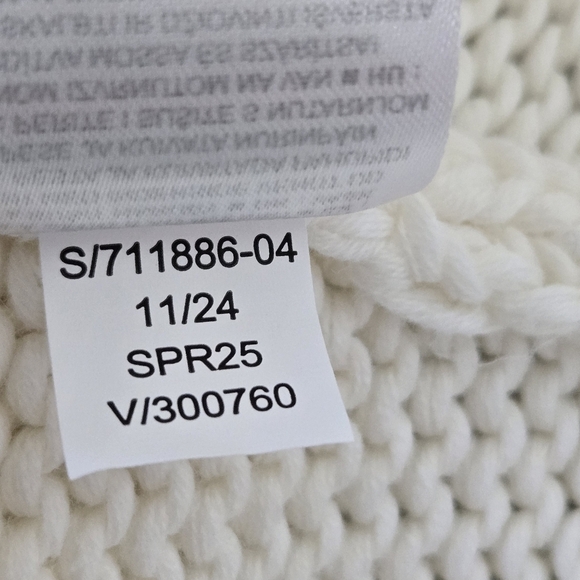 Banana Republic White Chunky Knit Boxy Oversized Cotton V Neck Sweater Medium - Picture 14 of 16